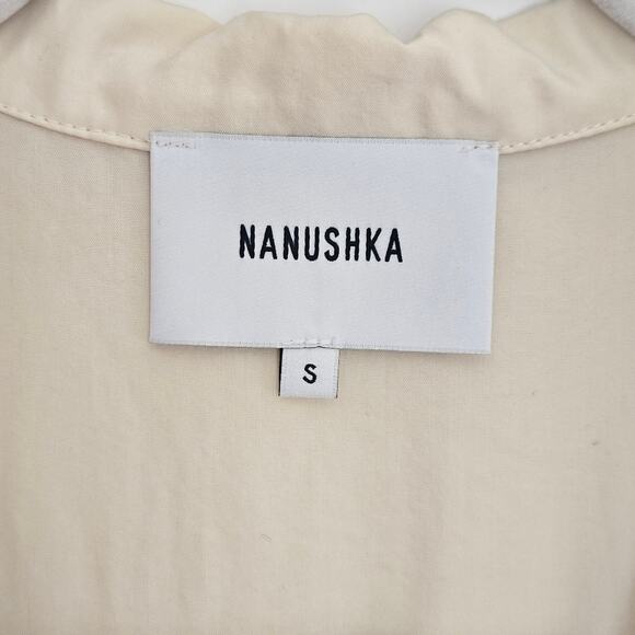 Nanushka Tanya Jumpsuit Size Small Long Sleeve Cut Out Tie Front Cream - Picture 14 of 16